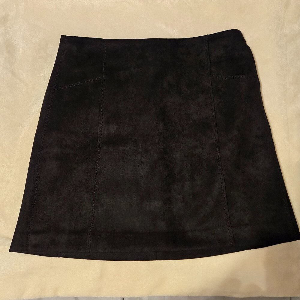 Loft black suede mini skirt
